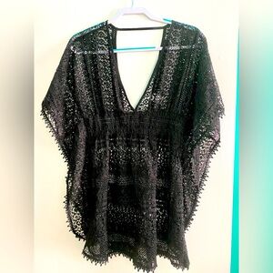 NWOT, Elegant Black Lace Swim Cover-Up